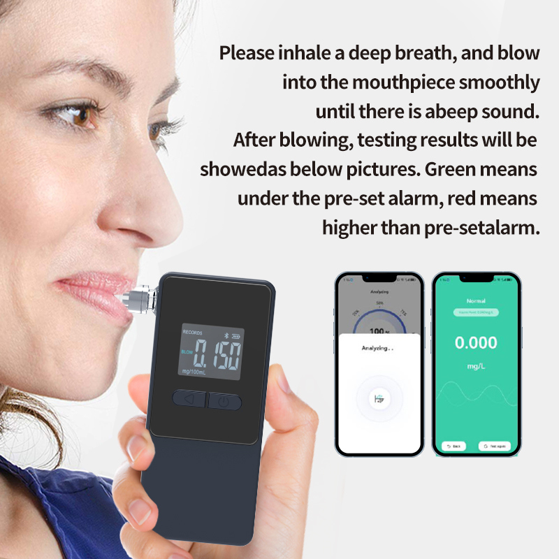 AT808 Portable Alcohol Tester with Advanced Fuel Cell Sensor Bluetooth Connectivity to AlcoCHECK App Large LCD Display