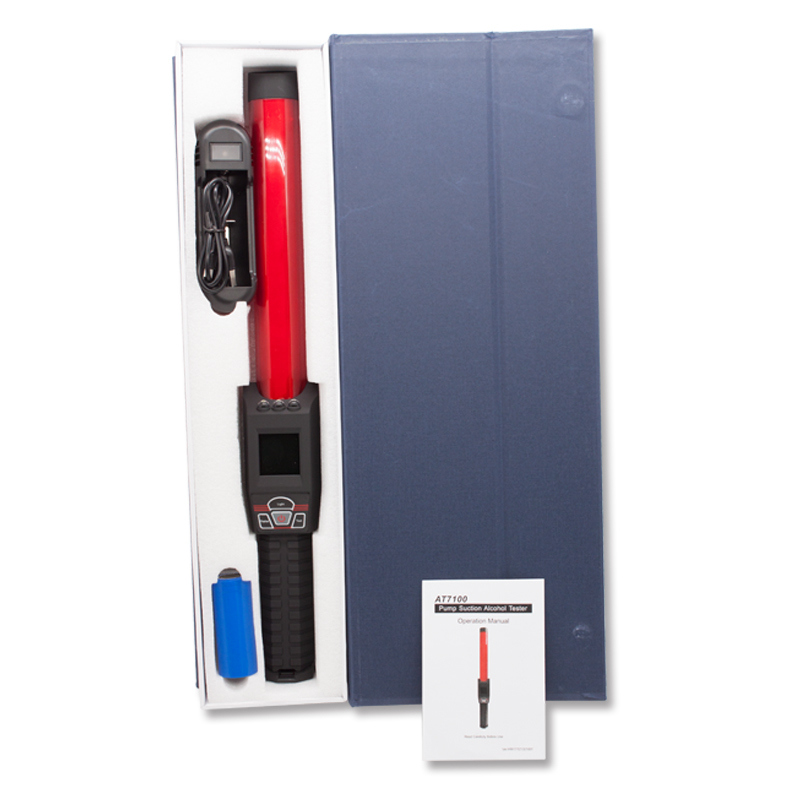 WGSensor AT7100 Alcohol Detector Drunk Driving Tester with Fuel Cell Sensor Battery Operated Measures Alcohol Content Black Red