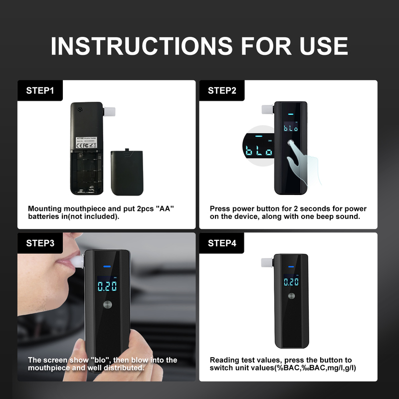 High-End Portable Breathalyzer New Model Alcohol Tester for Europe Japan USA for Drunk Driving Detection